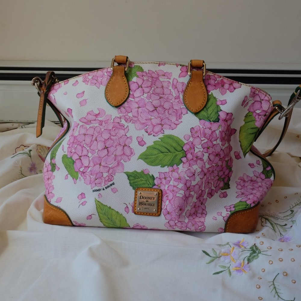 Dooney and Bourke White Pink Floral Top Handle Bag